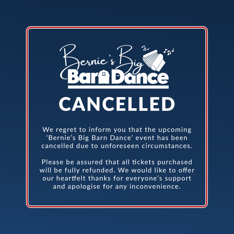 Title image - Bernie's Big Barn Dance event cancelled