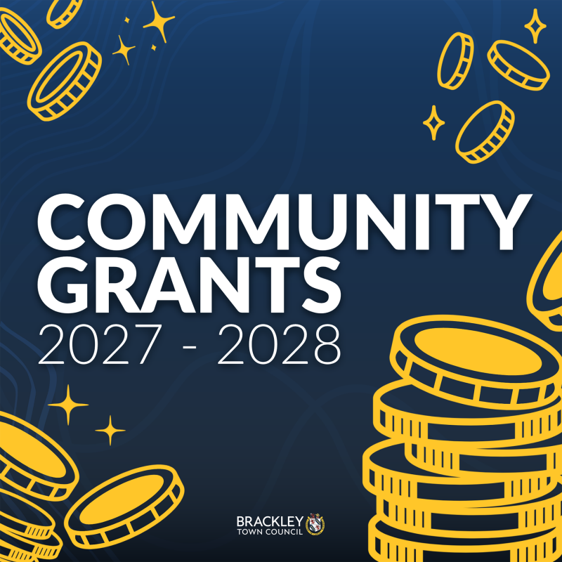 Navy background with white text that reads 'Community Grants 2027 - 2028'.